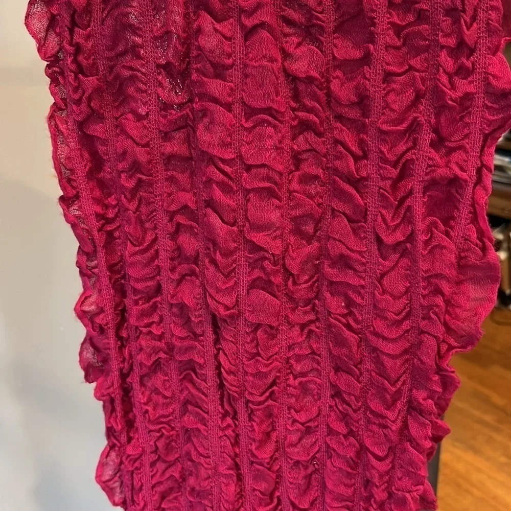 🐠Scarf burgundy stretchy ruched smocked fringe edge